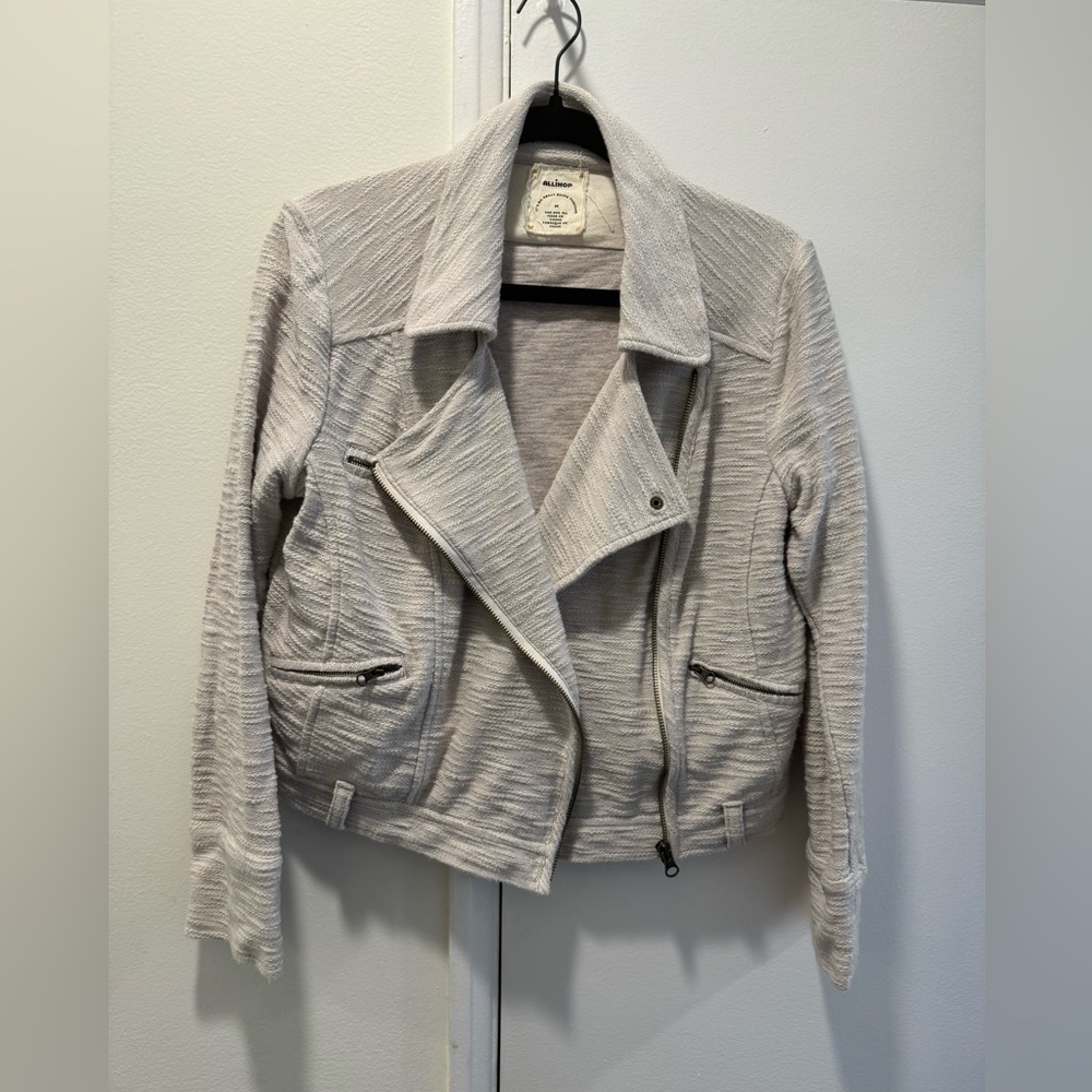 Anthropologie Moto jacket in textured oatmeal